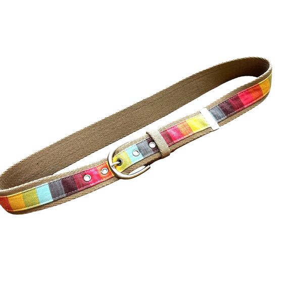 Aeropostale colorful patchwork tan woven fabric ladies belt Size M - Picture 5 of 6